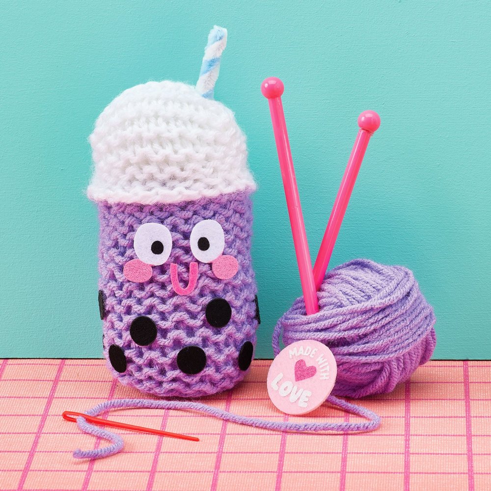 Bright Stripes Snack Knit Kit Boba Buddy