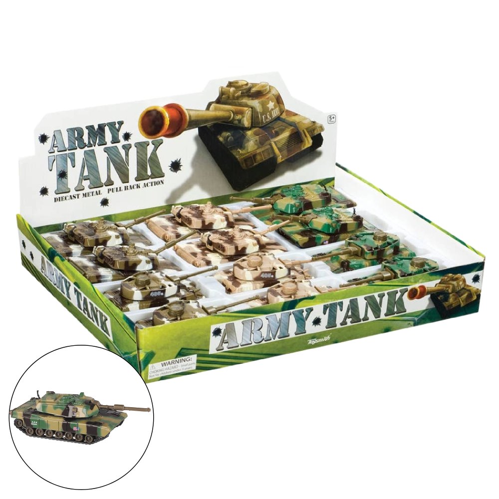 Pull Back Army Tanks, Assorted, 4.5"