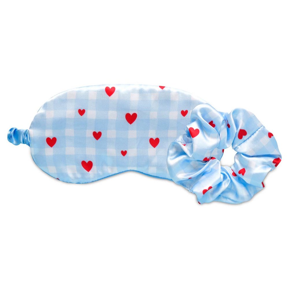 iscream Sleep Mask and Matching Scrunchy Set - Gingham Hearts