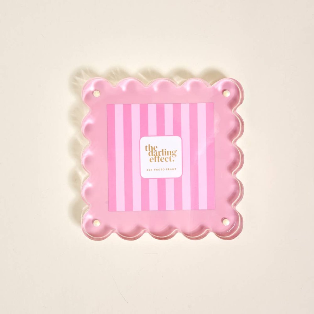 Square Scalloped Acrylic Picture Frame–Blush