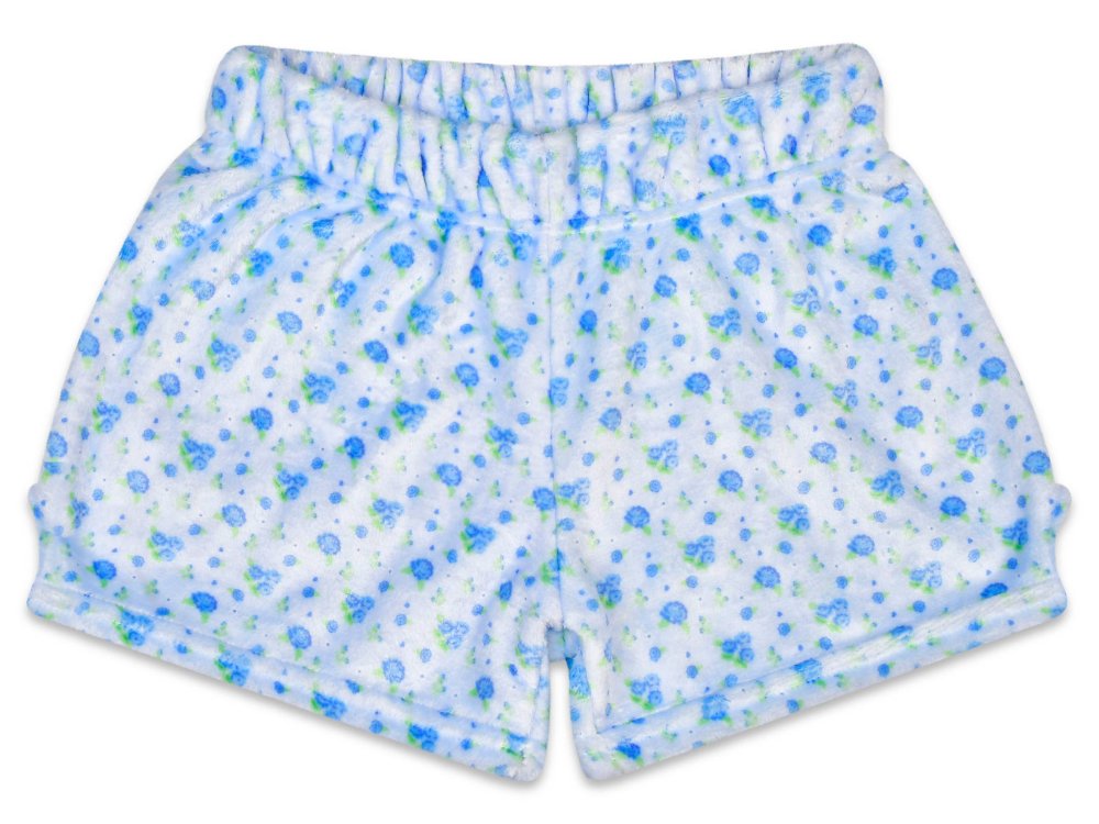 Blue Ditsy Plush Shorts (Youth Small (6-8))