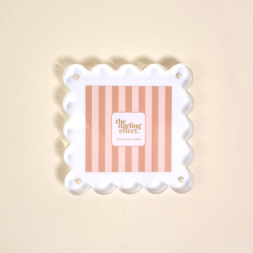 Square Scalloped Acrylic Picture Frame–White