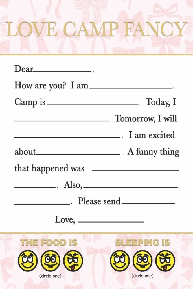 LOVE CAMP FANCY Fill-In Stationery w Envelopes & Pen