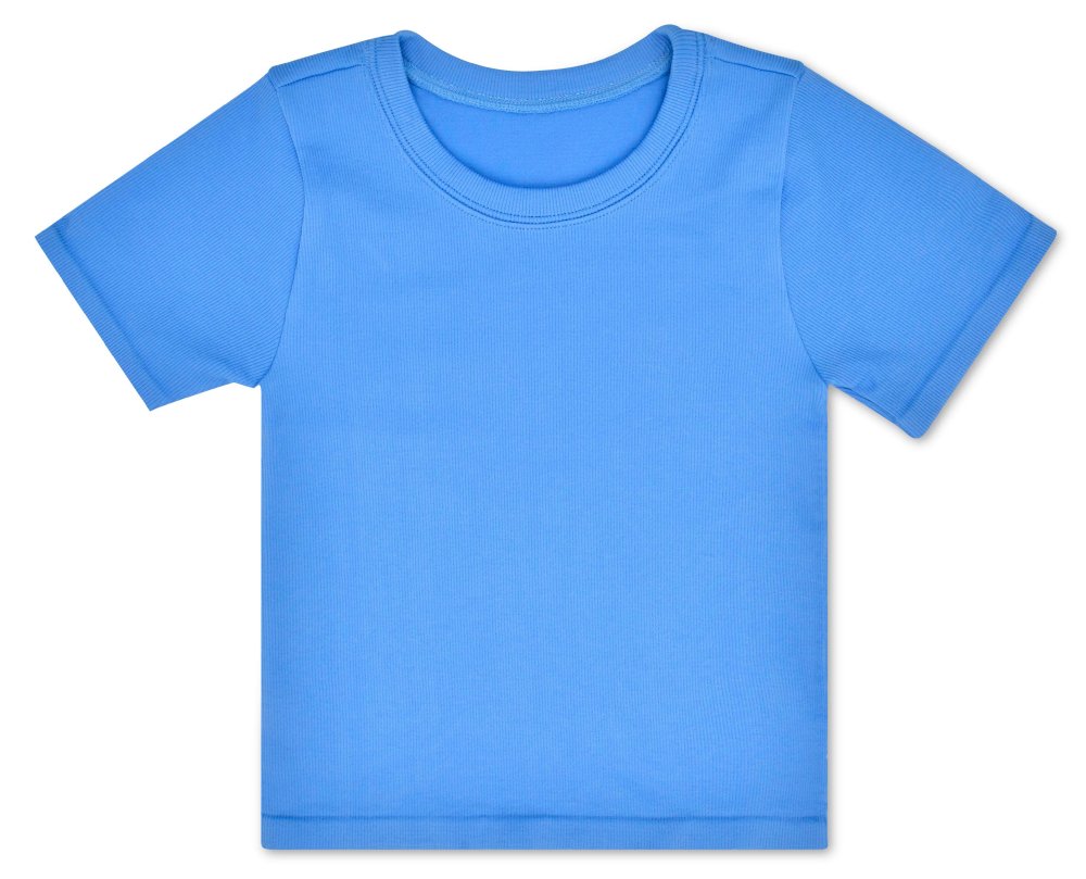 Bright Blue Ribbed Short Sleeve Shirt (Small / Med (7-10))
