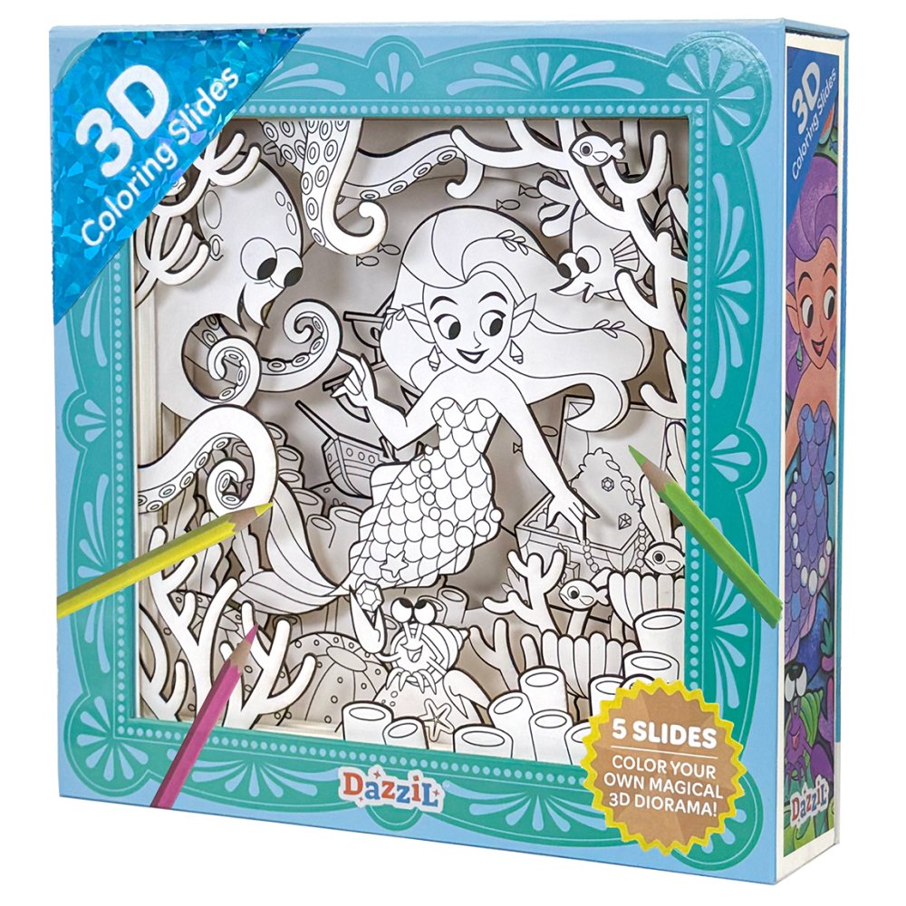 3D Coloring Slides  - Mermaid