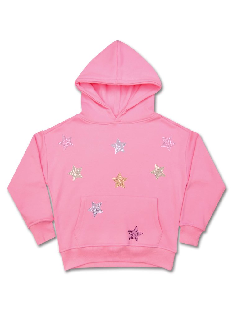 Sparkling Stars Pink Hoodie Sweatshirt (Medium (10-12))